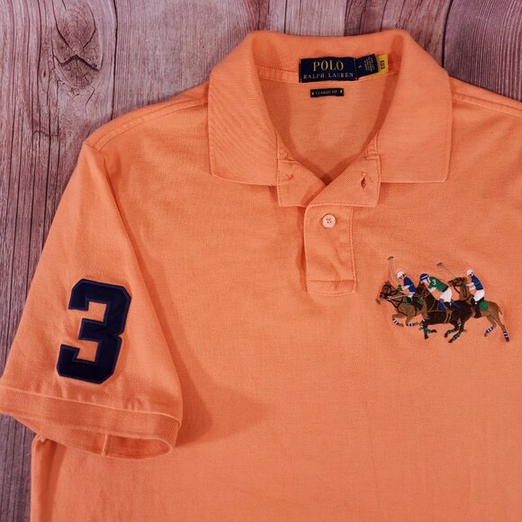 *FLAWS* Polo Ralph Lauren Classic Fit Mens Size Medium Big Pony #3 SS Polo Shirt - Picture 6 of 15